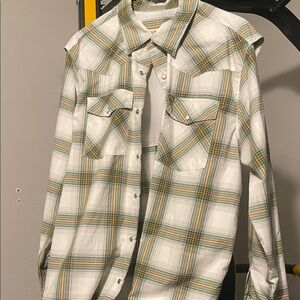 Magellan Outdoors Green and orange Plaid Button Down Shirt